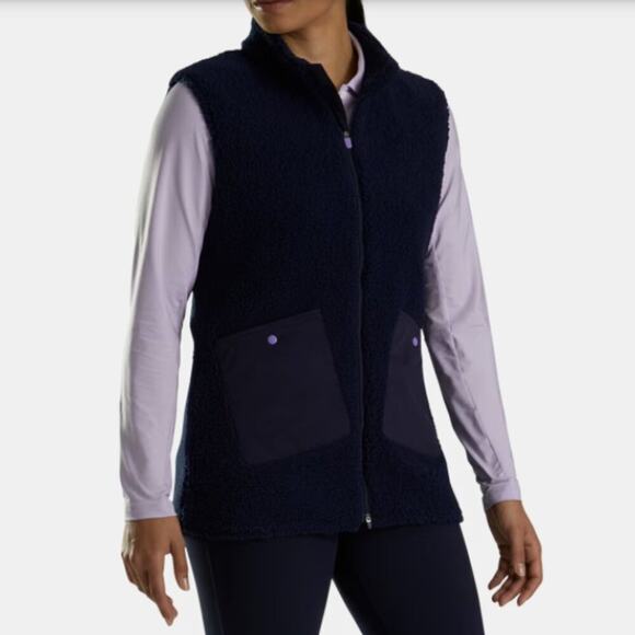 FJ FootJoy Navy Blue Sherpa Vest Size Small NWT - Picture 1 of 8